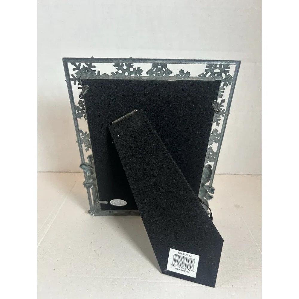 Christmas Winter Snowman Pewter Picture Frame 4x6/5x7 Holiday Decor New Open Box